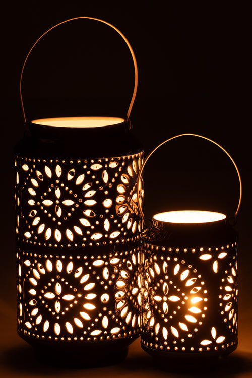 J-Line windlicht Nag - metaal - blauw/wit - large