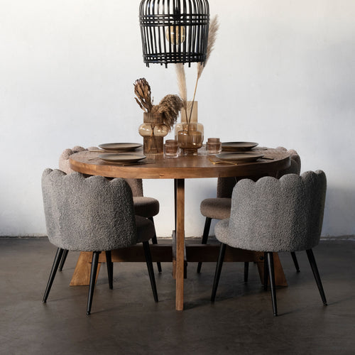 Giga Meubel Eettafel Yvette - Bruin Mangohout - 130x130x76cm - vtwonen shop