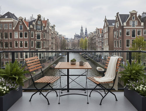 MaximaVida inklapbare vierkante acacia bistroset Toscana 70 cm zwart - stoelen zonder armleuning - vtwonen shop