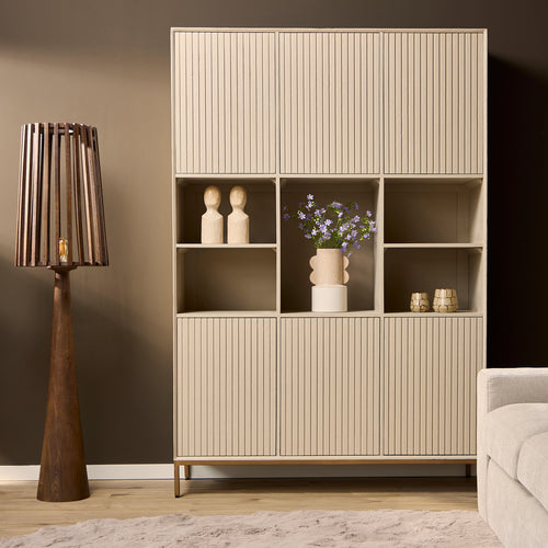 StarFurn Vakkenkast Madison XL - Zandkleur Hout - 135x45x200cm