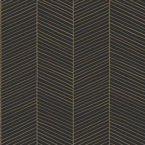 ESTAhome behang visgraat-motief zwart en goud - 53 cm x 10.05 m - 139136