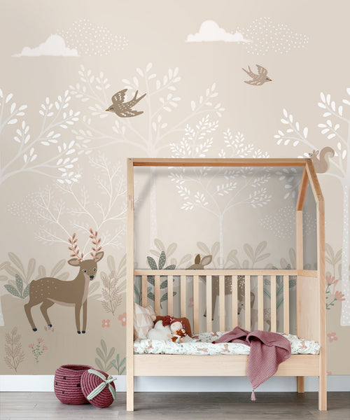 ESTAhome fotobehang hertjes beige - 250 x 279 cm - 159239 - vtwonen shop