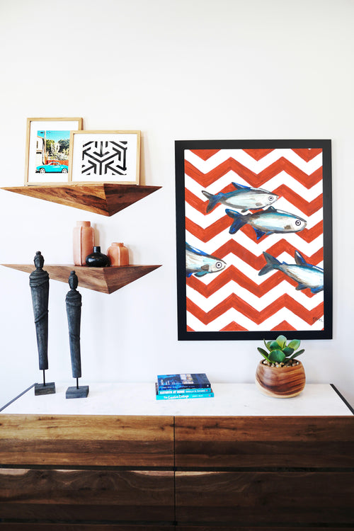 Catchii poster Sardines Zigzag - meerkleurig - 297x210 cm