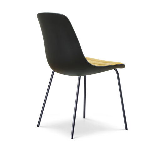 Nolon Nora-Liv eetkamerstoel zwart met warm oker zitkussen - zwart onderstel - vtwonen shop