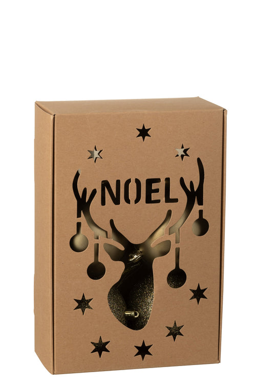 J-Line kerstbal - kunststof - bruin - doos van 6