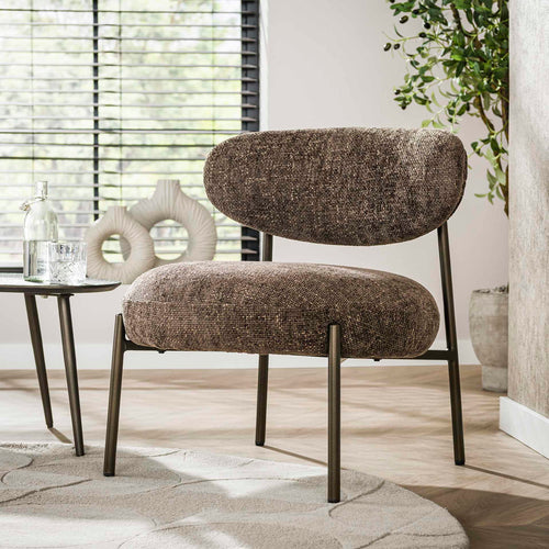 Giga Meubel Fauteuil Round Tissee - Bruin Stof - 62x67x71cm