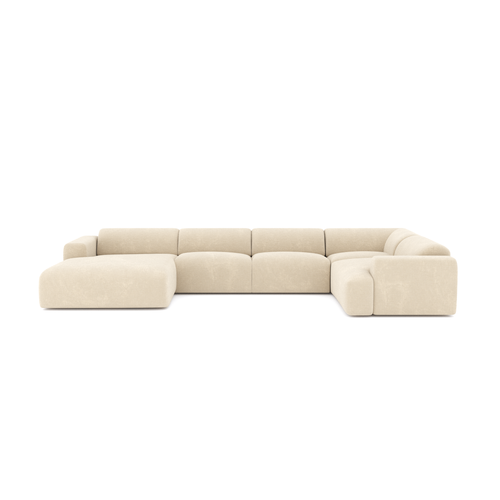 Sia Home - Panoramische bank, links MYRA - getextureerd fluweel crème 354cm