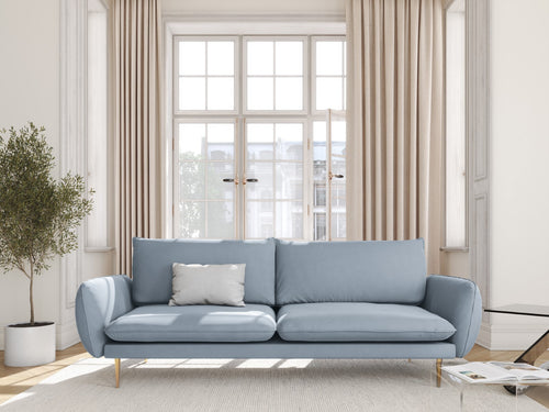 Cosmopolitan Design Bank Vienna 4-zits, flueel, lichtblauw - 92x230x95cm