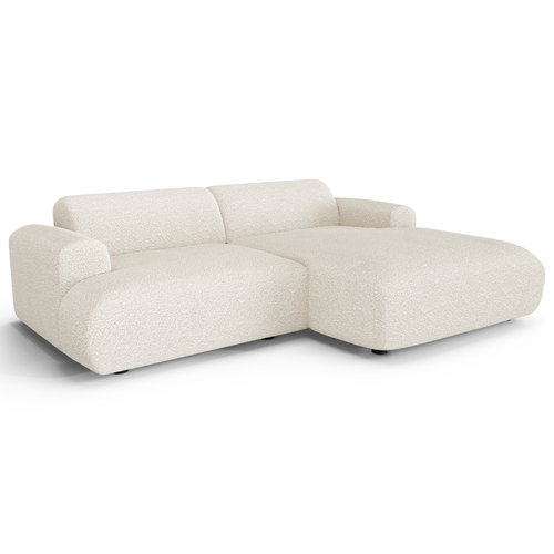 Sia Home - Rechthoekige hoekbank MYRA - bouclé-stof crème 266cm