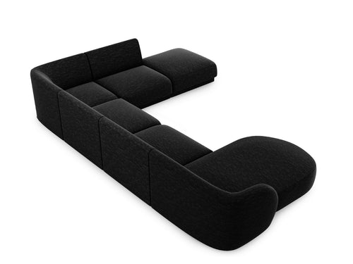 Micadoni Panoramische hoekbank rechts Miley 6-zits, structurele stof antraciet - 255x330x70cm