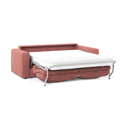 Cosmopolitan Design - Converteerbare bank Grena 3-zits, structurele stof rood - 100x205x90cm