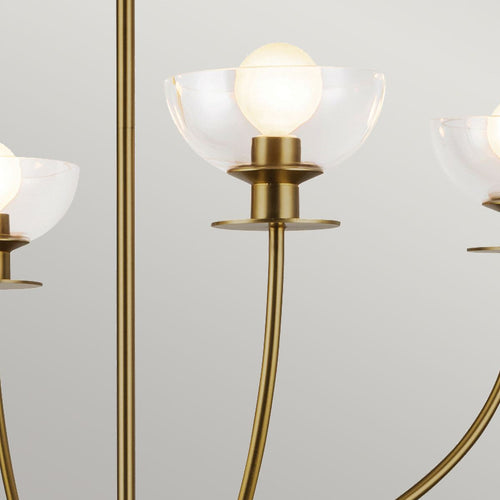 Mehrarmige Pendelleuchte, modernes gebürstetes Gold, 4 x E14