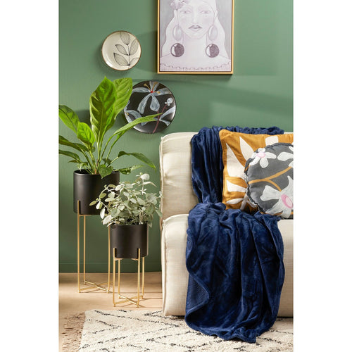 Mica Decorations Famke Fleece Plaid - L180 x B130 cm - Donkerblauw