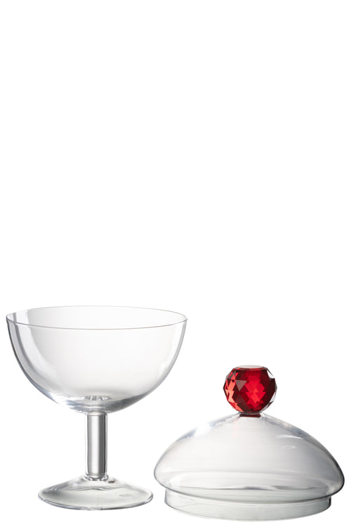 J-Line voorraadpot Diamant - kristalglas - roze/transparant - large - vtwonen shop