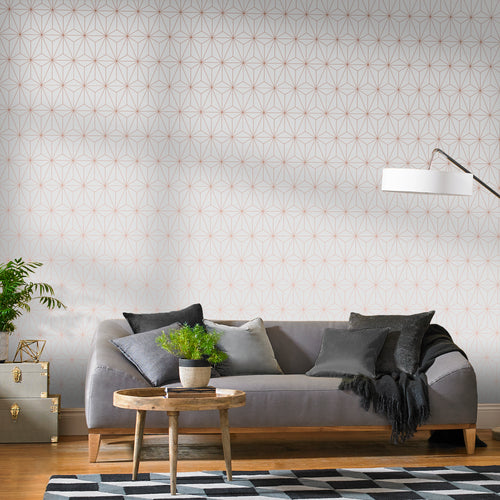 Graham & Brown Vliesbehang - Prism White Rose Goud