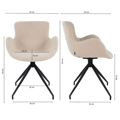 Kick draaistoel Novi - Bouclé - Beige - vtwonen shop