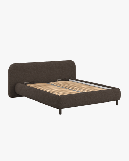 noo.ma Mumo gestoffeerd bed 180x200 - chocoladebruin bouclé