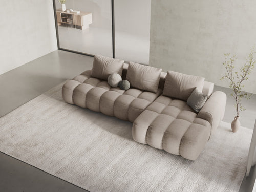 Cosmopolitan Design Converteerbare hoekbank rechts met opbergdoos Linz 3-zits, structurele stof zand - 142x275x84cm