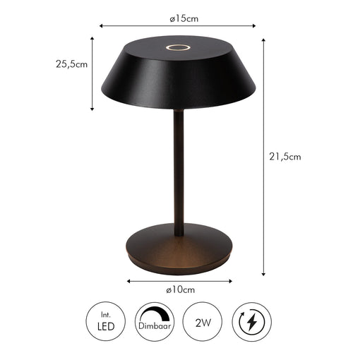 Atmooz tafellamp Balto - zwart - Ø 15 x H 21,5 cm - geïntegreerde led