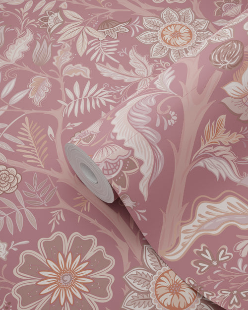 ESTAhome behang vintage bloemen mauve paars - 50 x 900 cm - 131331 - vtwonen shop