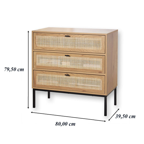 Calicosy - JAYA Ladekast Slaapkamer - Licht hout - 39x80x79 cm