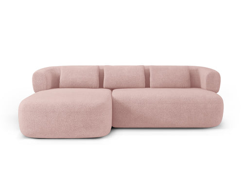 Micadoni linker hoekbank Jenny 5-zits, boucle poederroze - 145x225x73cm