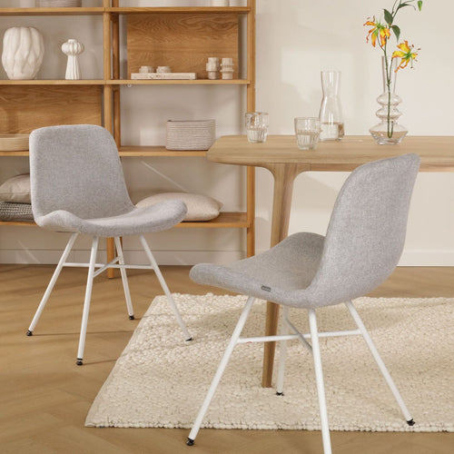 Nolon Noa-Fé Eetkamerstoel Lichtgrijs - Stof - Wit Onderstel - vtwonen shop