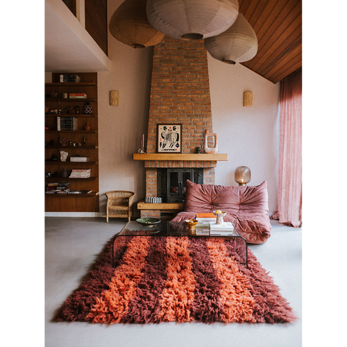 GIVE A PON wollen vloerkleed Pagrati - 160 x 230 cm - koraal/bordeaux