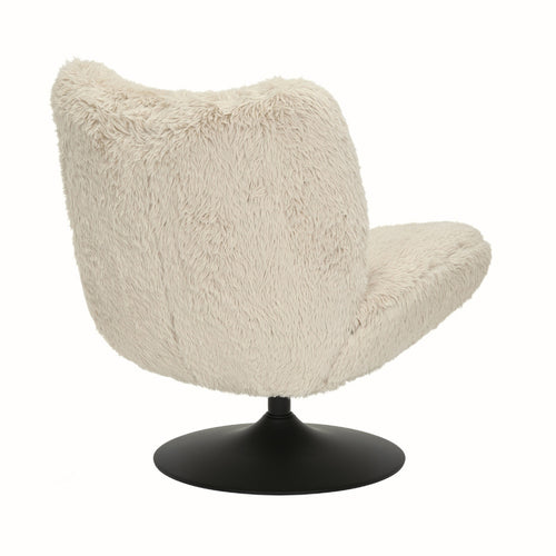 DÉJA Living Draaifauteuil Morten - Taupe Fluffy/Zwart - 70x78x82cm - vtwonen shop