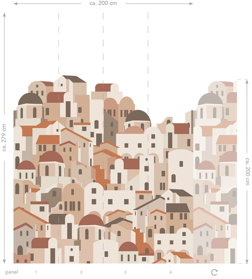 ESTAhome fotobehang mediterrane huisjes terracotta - 200 x 279 cm - 159259 - vtwonen shop