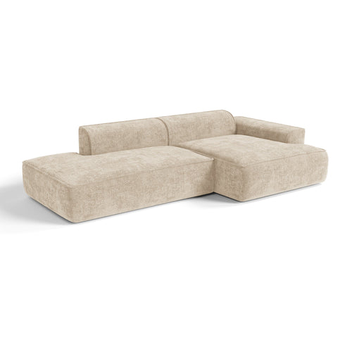 Premium Interiors - Rechthoekige hoekbank HANA - fluweel weefsel crème 260cm