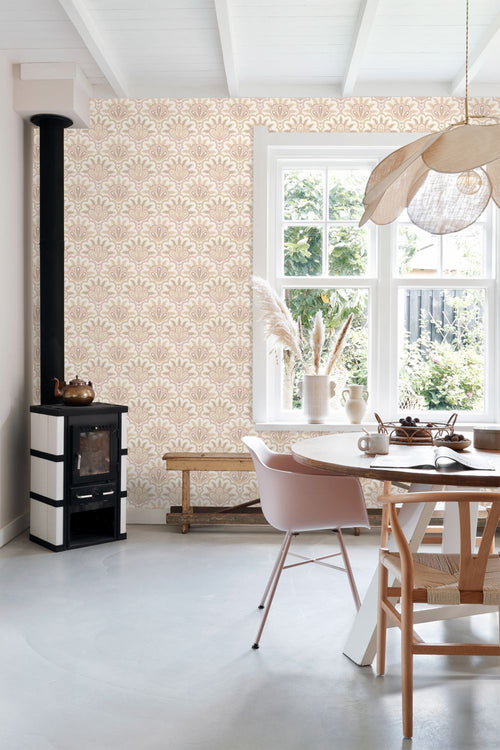 ESTAhome behang oosters barok motief beige en roze - 50 x 900 cm - 131032