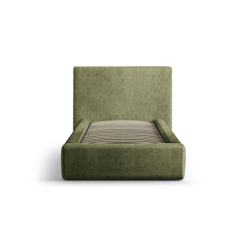 Cosmopolitan Design - Opbergbed met hoofdeinde Asti 90x200cm chenille groente - 220x130x95cm