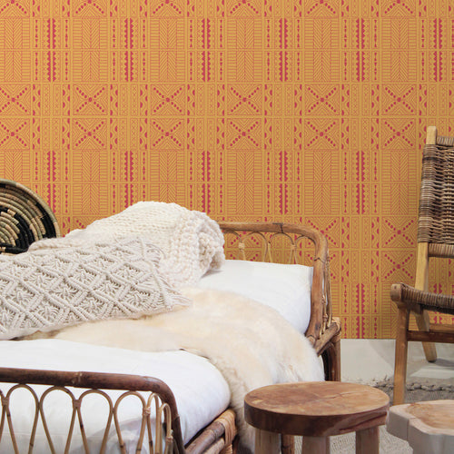 Walls4You behang etnisch motief oranje en koraalrood - 53 cm x 10 m - 640139 - vtwonen shop