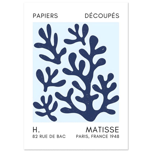 Artfulprints  Matisse – Coral shadows navy blue I   poster A4 21x29.7 cm - vtwonen shop