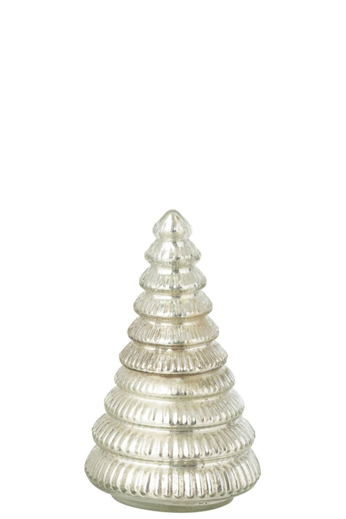 J-Line geurkaars Boom Geribbeld - glas - zilver - small