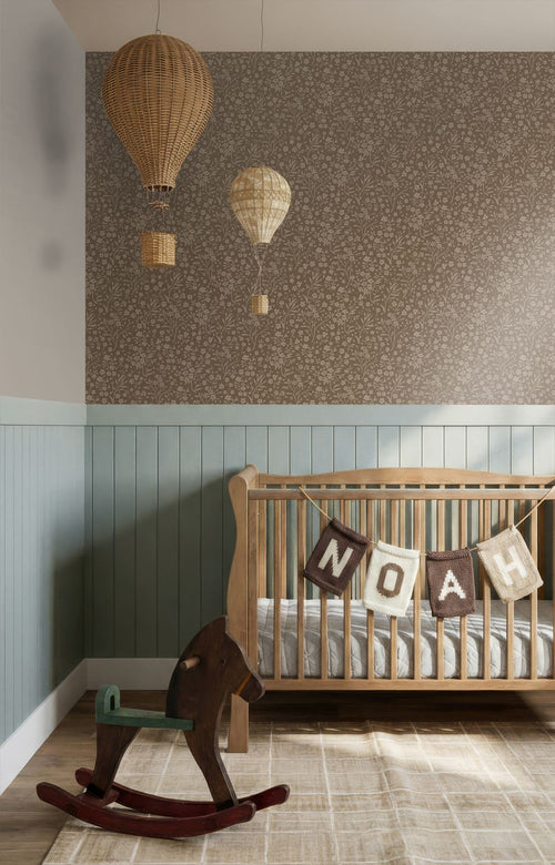 ESTAhome behang bloemetjes bruin - 50 x 900 cm - 131996