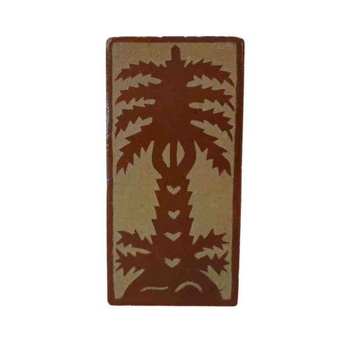 MÔMÉ  Zellige tegel Palmtree - amber - keramiek - wanddecoratie - 20 x 10 x 2 cm - vtwonen shop