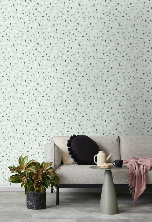 Walls4You behang terrazzo mintgroen - 0,53 x 10,05 m - 935315 - vtwonen shop