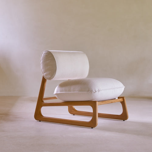 Tikamoon Fauteuil van massief teak en stof - Naturel