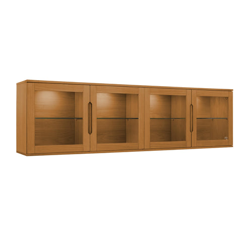 Furnhouse 4-deurs wandkast Kerteminde - Natuurlijk eikenhout - MDF, Eikenfineer, Glas - 37x213x60