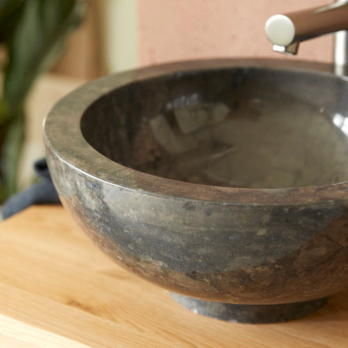 Tikamoon Marmeren waskom ∅ 35 cm - Zwart