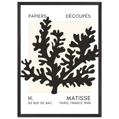 Artfulprints Poster met Lijst Matisse – Aqua bloom black   - 50x70 cm - Zwart