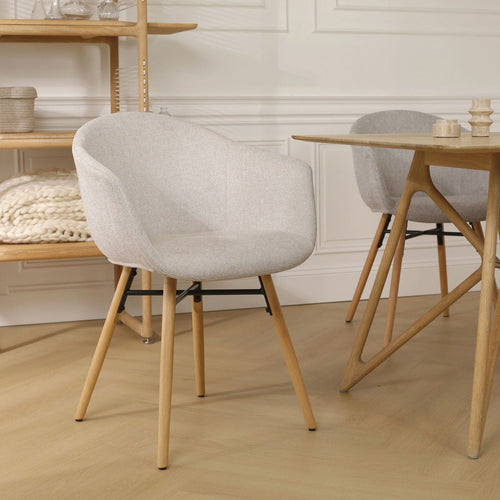 Nolon Nena-Otis Eetkamerstoelen Set van 2 - Beige - Houten Poten - vtwonen shop