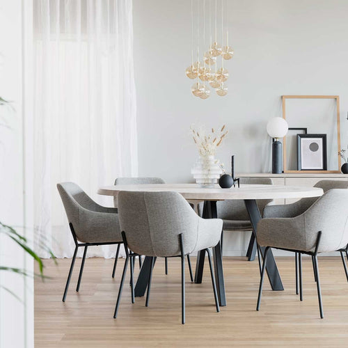 Rowico Home Haley Eetkamerstoel Lichtgrijs - Met Armleuning - Stof - vtwonen shop