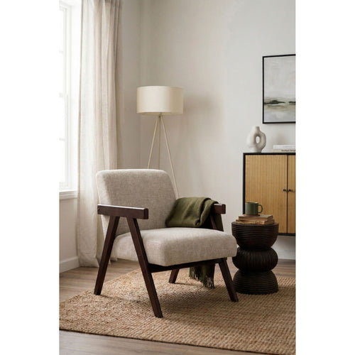 Housecraft Living Panadero Fauteuil met armleuning Hout Bruin donker/ Beige