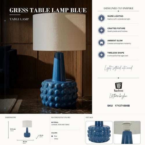 Mauro Ferretti tafellamp - Ø 30x51,5 cm - blauw/wit
