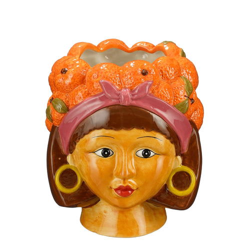 Mica Decorations Funny Bloempot Binnen - L20 x B20 x H22 cm - Dolomiet - Oranje - vtwonen shop