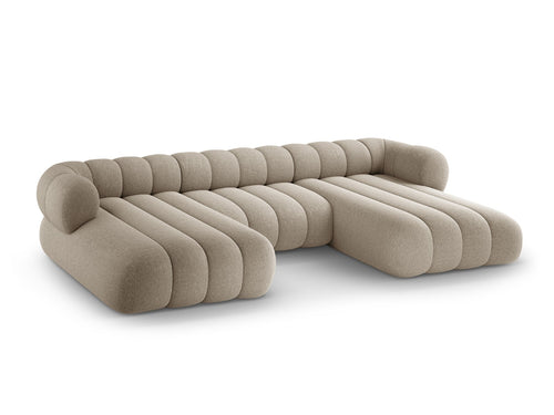 Cosmopolitan Design Panoramische bank Koge 6-zits, chenille donkerbeige - 165x348x70cm