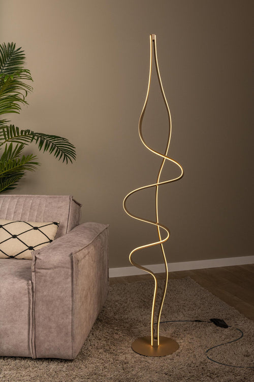 Lucide vloerlamp LAMBADA - Geïntegreerde LED - Mat Goud / Messing